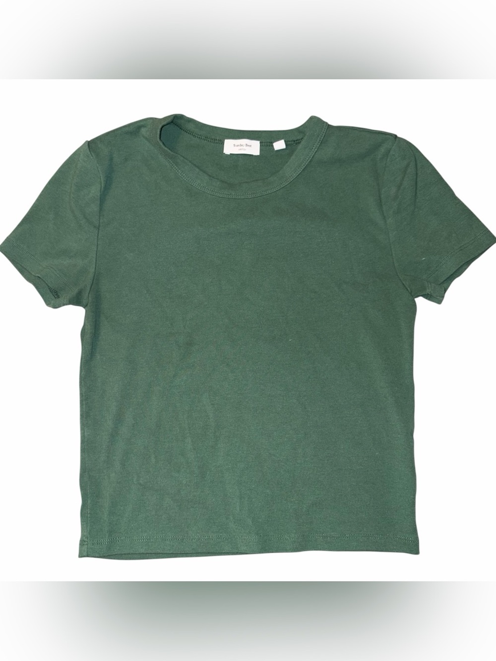 Sunday Best Green Baby Tee, Short Sleeve Tshirt, Small, Ribbed, Aritzia